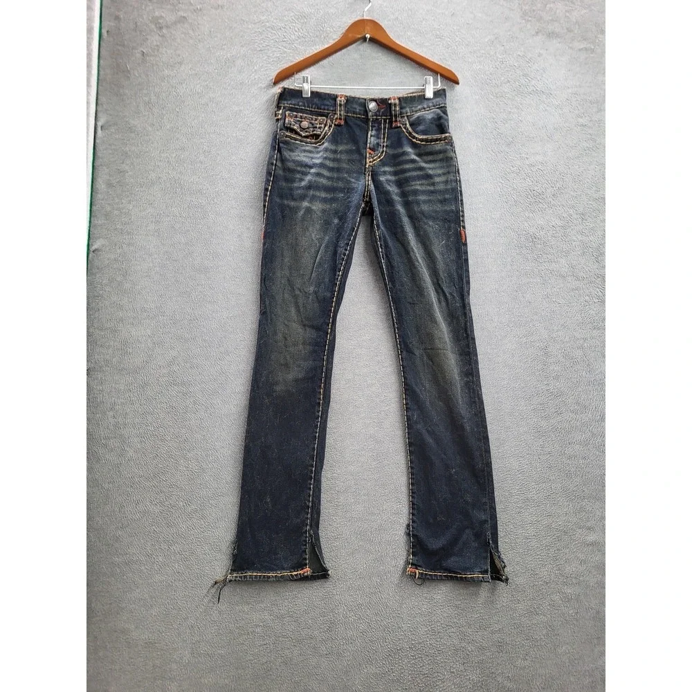 True Religion Men Jeans 28 Blue Super T Ricky‎ Relaxed Straight Flap Pockets